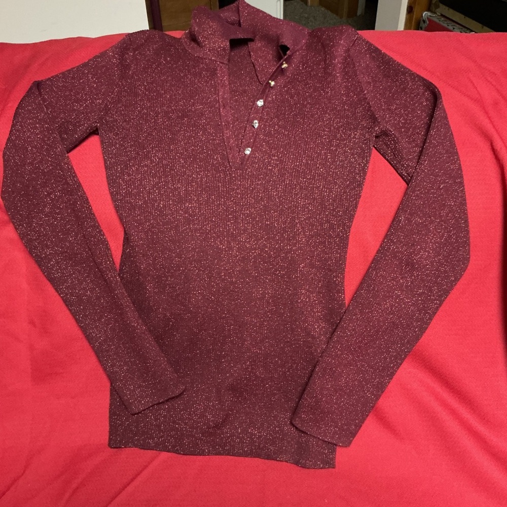 Sparkly Burgundy Long Sleeve Top
